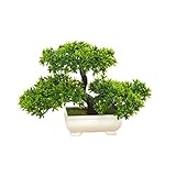 Meyrwoy Artificial Bonsai Simulation Plants Tree for Home and Office Interior Plants Ornaments Emulate Decorative Mini Welcoming Pine (Green), Christmas Decorations