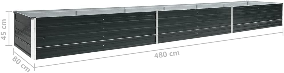 vidaXL Garden Raised Bed - Galvanized Steel 189"x31.5" Rectangular Planter Pot for Outdoor Garden, Patio, Deck - Anthracite