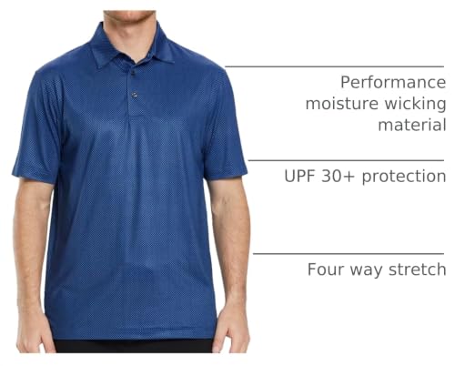 Image of Golf Shirts for Men Dry Fit Short Sleeve Print Performance Moisture Wicking Polo Shirt