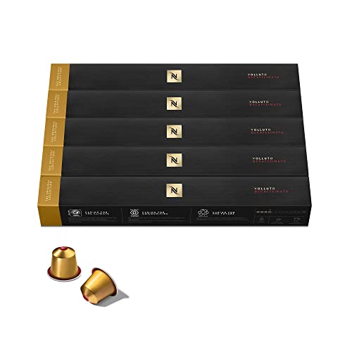 Nespresso Original Cápsulas de Café Descafeinado Volluto, 50 Cápsulas para Máquina de Café, Cafetera, Tueste Ligero, Mezcla Dulce y Afrutada