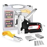 Staple Gun for Upholstery with 3 in 1 Heavy Duty Stapler Gun with 1200 Staples (D, U, T-Type) with...