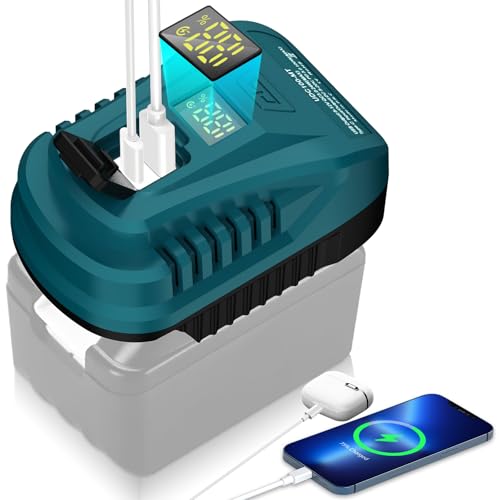 Adaptador USB de 100 W tipo C para batería Mak 18 V Power Converter puede cargar la batería con cargador USB tipo C, con puerto USB de 2,1 A