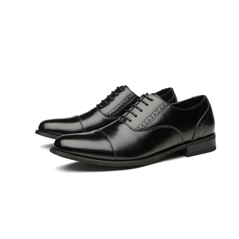 Męskie skórzane buty z brogsem biznesowe Oxford formalne buty biurowe na imprezę na co dzień