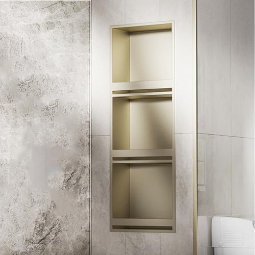 Niche de rangement en acier inoxydable or, étagère murale de luxe intégrée