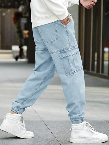 Image of Noble Monk Loose Fit Men's Flip Pocket Jean || Mens Stylish Loose Fit Denim Cargo || Multi-Pocket Styling Pant|| Men Jeans || Jeans for Men
