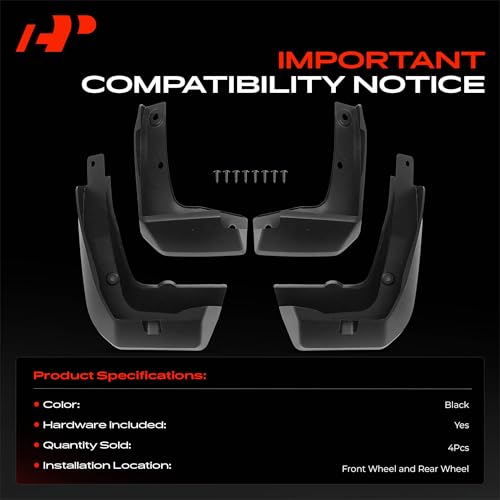Image of A-Premium Mud Flaps Compatible with Honda | for Honda Fit 2018-2020, No Drilling Required Mud Guards with Hardware Accessories, Set of 4 Front and Rear