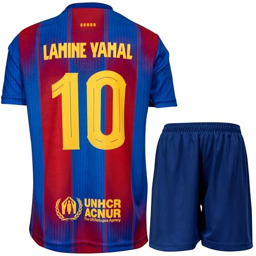 HUSSATEX #10 Yamal 25/26 Kinder Fußball Trikot & Shorts Geschenkset Jugendgrößen (Rot 176)