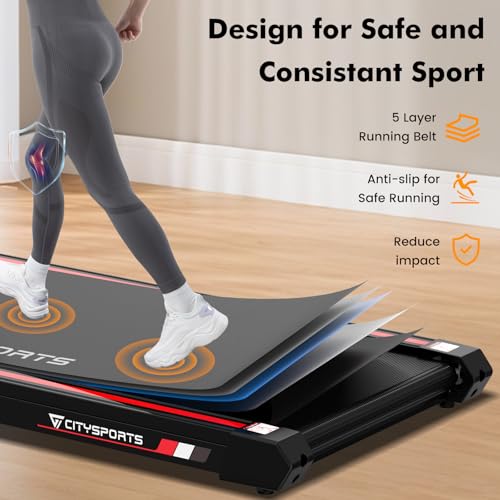 Tapis de course pliable CITYSPORTS incliné avec appli et télécommande