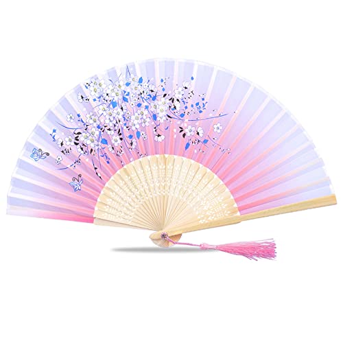 ONKING Japanischer Fächer für Damen Herren Kinder, Sehr Leise Klappfächer Handfächer für Hochzeit Grillen Reisen Camping im Sommer[Schmetterling & Blütenkirsche]-2 Pack Cover