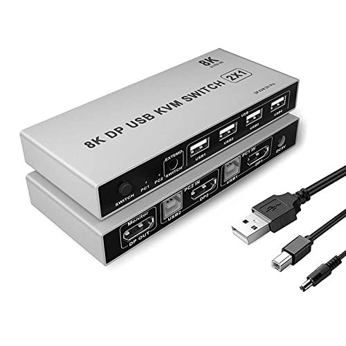 2x1 Dual-port 8K Displayport KVM Switch USB Displayport KVM 144Hz DP Switcher 4KX2K/60Hz 2K/144Hz Displayport 2 in 1 out KVM USB-image-49