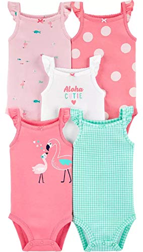 Image of Carter's Baby Girls' Multi-pk Bodysuits 126g330 (3 Months, Aloha/Flamingo)