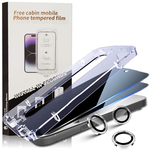 【2+2枚セット】(i)Phone 17 Pro ガラスフィルム 覗き見防止フィルム(2枚)+カメラフィルム(2枚) 貼り付けキット付き (i)Phone 17 対応 覗き見防止フィルム 硬度9H 強化ガラス 旭硝子製 疎水疎油 指紋·汚れ防止 Greerass 高感度タッチ 超高透過率 全面保護 耐衝撃 飛散防止 自動吸着 気泡ゼロ 貼り付け簡単のサムネイル