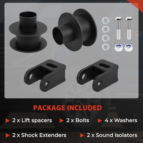 3" Front Leveling Kit Fits for 2005-2024 Ford F250 F350 Super Duty 4WD, 3'' High-Strength Steel Coil Spring Lift Spacers with Shock Mount Extenders by KAKSEY - Image 6