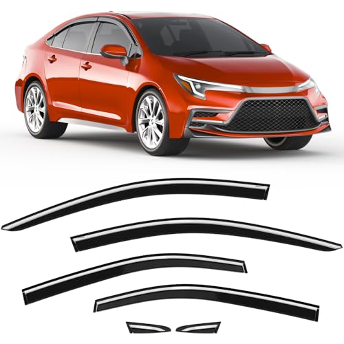 Image of 6-PCS Extra-Thick Rain Guards Fit for 2020-2026 Toyota Corolla Sedan L LE SE XLE XSE FX Extra Durable Tape-on Window Rain Guard Window Deflectors Vent Shades Window Visor Vent Visors Exterior