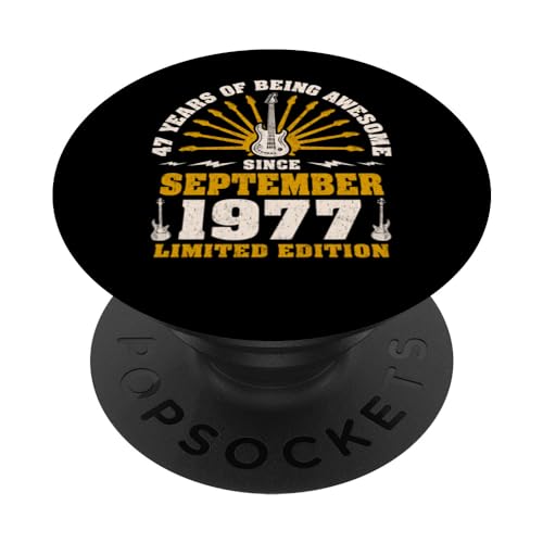 47 cumpleaños Vintage Guitarrista Guitar Lovers Septiembre 1977 PopSockets PopGrip Intercambiable