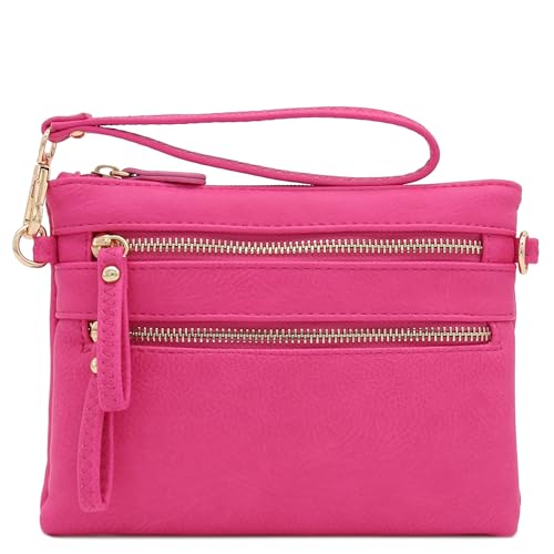 Image of FashionPuzzle Multi Zipper Pocket Small Wristlet Crossbody Bag