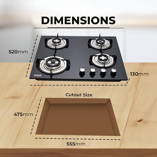 Hindware Smart Appliances | Sara Plus Kitchen Hob | Designer Brass Burners | Auto Ignition | SS Drip Tray | Cast Iron Pan Support | Black Glass... - Image 2