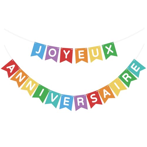 Joyeux ANNIVERSAIRE Guirlande de fête Bannière française pour fête d'anniversaire Décoration