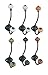 Assorted Set of 6 Single Wall Hooks with Colorful Knobs, 7 Inches Each