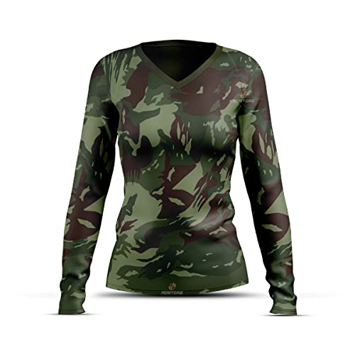 Camisa Camiseta ADSTORE Camuflado Exército Térmica Feminina Segunda Pele Proteção Uv 50+ (GG)