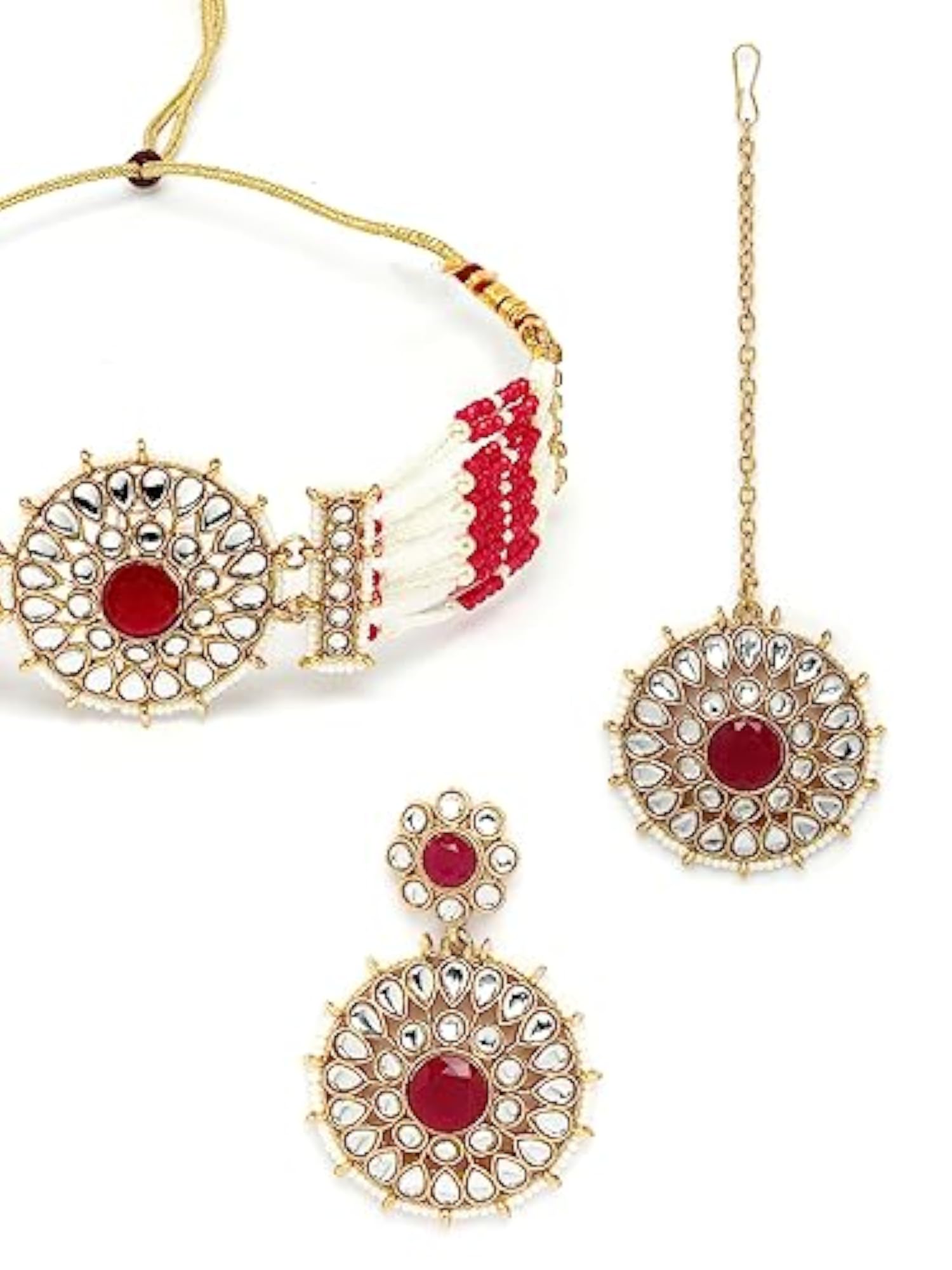 Kundan & Beads Choker Necklace Set for Women