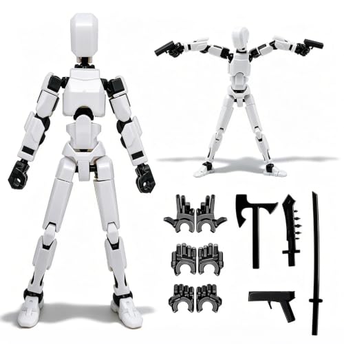 Image of DANONI Assembly Completed-Titan 13 Action Figure Set,Nova 13 Action Figures,Titan 13 Robot Action Figure,3D Printed Multi-Jointed Action Figures Dummy Robot 13 (White)