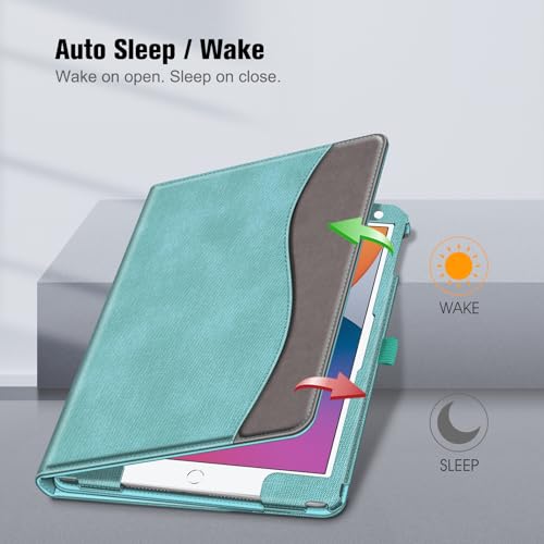 Fintie iPad 10.2 ケース 第 9 / 8 / 7世代 2021/2020/2019 保護カバー 2つ折スタンド マルチ視角 オートスリープ機能付き 傷つけ防止 PU 10.2インチ(モデル番号A2197、A2198、 A2200)(ターコイズ)