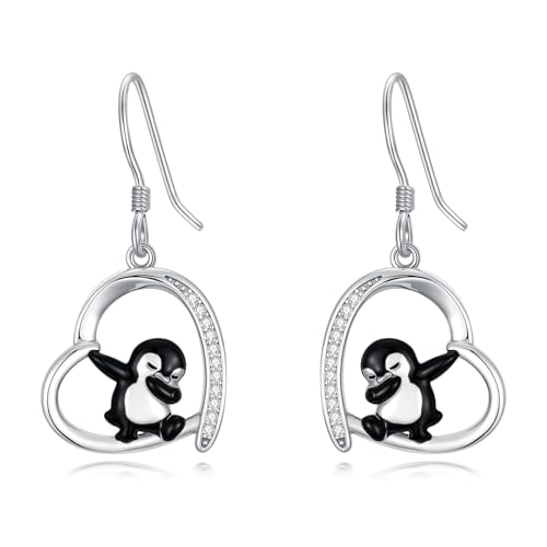 Boucles d'oreilles pingouin en argent 925 de haute joaillerie pour femme