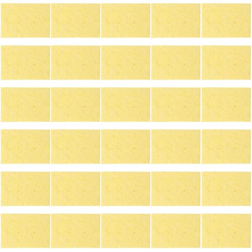 Ipetboom 30pcs High Temperature Soldering Sponge Welding Tip Cleaner Yellow Cleaning Pads for Removing Tin Residue and Preventing Oxidation Lightweight and Portable Soldering Iron Cleaning