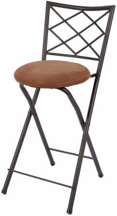 Diamond X-Back Folding 24" Counter Stool, Bronze with Beige Microfiber Cushion (1, Beige)