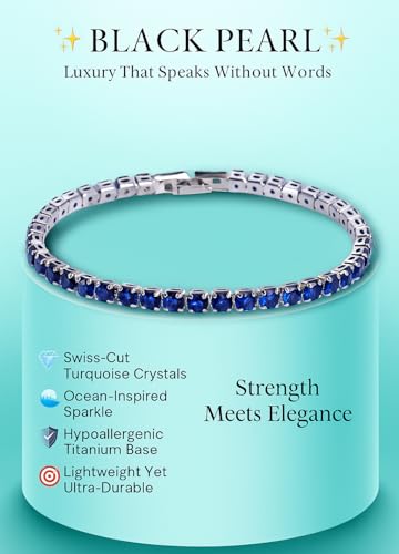 Image of BLACK PEARL Elegant Style Tennis Bracelet with Multicolour Zirconion Stones, Gold and Silver-Toned Bracelet For Women & Girls