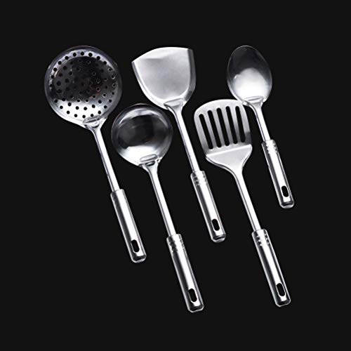 BESTONZON Conjunto de utensílios de cozinha de aço inoxidável 5 peças com espátula de colheres