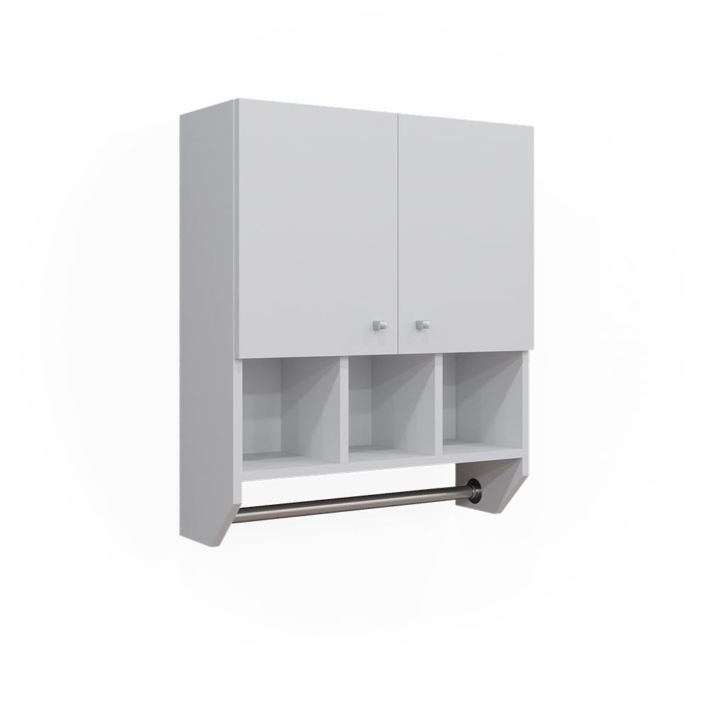 Vicco Mobile bagno Fynn, Bianco, 59.2 x 70.5 cm Pensile a 2 ante, da parete per la conservazione di accessori da bagno