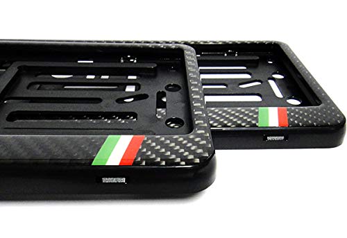 RZG 2 porta targa neri in fibra di carbonio, con telaio, per targhe EU e UK, Italia 500 AR