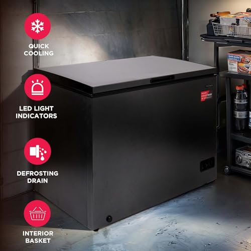 Frigidaire Chest Deep Freezer, 10 Cu. Ft. Capacity, Granita Rugged Design-Adjustable Thermostat-Removable Vinyl Coated Wire Basket-Easy Defrost Drain on Fridge.com