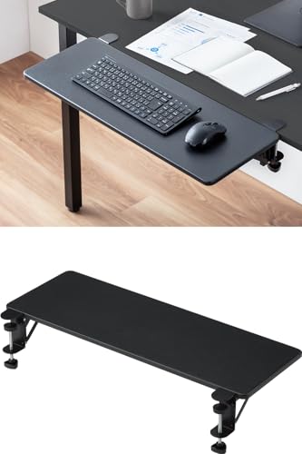 サンワダイレクト デスクエクステンダー 折りたたみ クランプ式 幅70×奥行25cm 耐荷重5kg 後付け デスク 机 拡張 延長 ブラック 100-KB024BKの商品画像（Amazon）