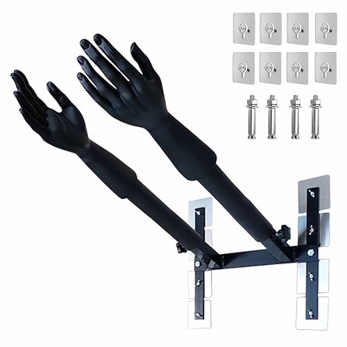 ZIMGOD Wing Chun Dummy Spring Arms Martial Arts Training Equipment, Wall Mounted Wing Chun Dummies Trainer, Black Kung Fu Practice Device with Fitting, Easy to Install