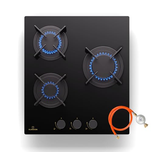 Klarstein Tables de Cuisson à Gaz, Plaque de Cuisson Gaz à 3 Brûleurs, Table de Cuisson Encastrable à 3 Feux de 5200W, Cuisiniere Gaz, Gaziniere Gaz avec Brûleurs en Acier Inoxydable, Cuisinières GPL