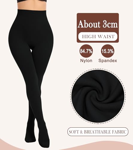 Image of Opaque Tights for Women High Waist Control Top Pantyhose