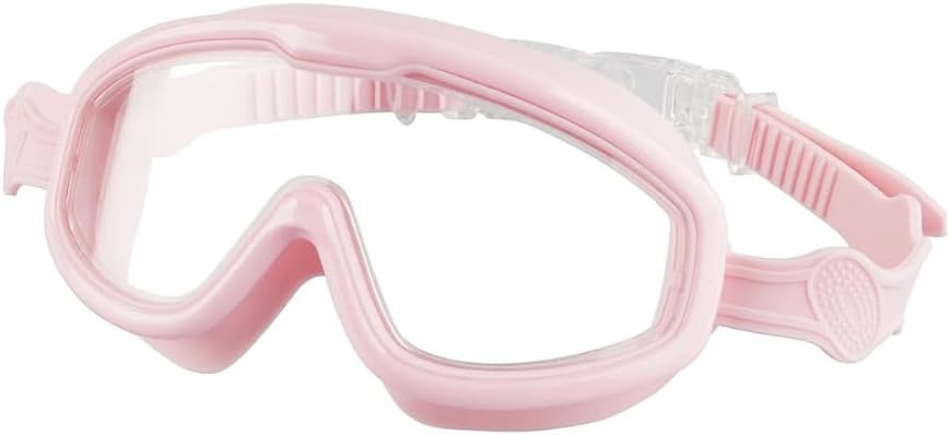 PANFIKH Swimming Goggles for Kids 6-14 Ages with Adjustable Strap Swimming Accessories Clear Lenses Swimming Goggles for Women Swimming Gear - Big Frame Goggle, Leakproof, Anti-Fog (Maka Blue Pink)