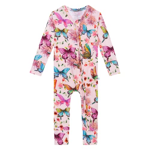 Image of Posh Peanut Baby Girl Pajamas Clothes, Soft Päpook Bamboo Sleepers, Newborn Infant & Toddler Footed Pjs, Zipper Kids Outfits…
