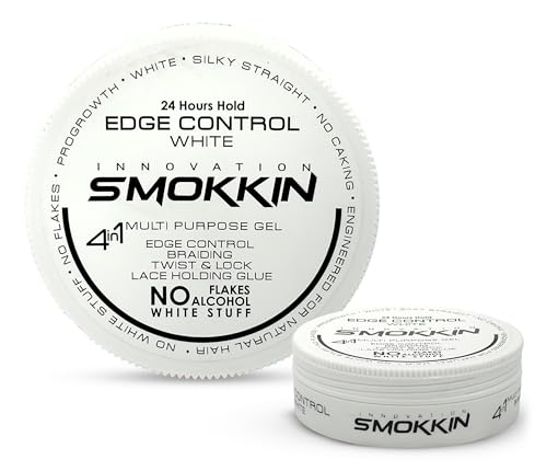 INNOVATION SMOKKIN Strong Hold Hair Gel, Edge Control, Braiding Gel, Locking & Twist Styling Wax, Versatile Styling Locking Gel Applicable To Diverse Hair Types. (White 5.09 Fl oz)