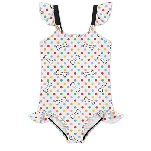 Image of Girls One Piece Swimsuit Polka Dots Ruffles Swimwear Bathing Suits 3-12 Years