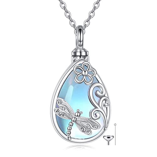 Image of ONEFINITY Dragonfly Urn Necklace For Ashes 925 Sterling Silver Dragonfly Cremation Jewellery For Ashes Memory Gifts For Women Men