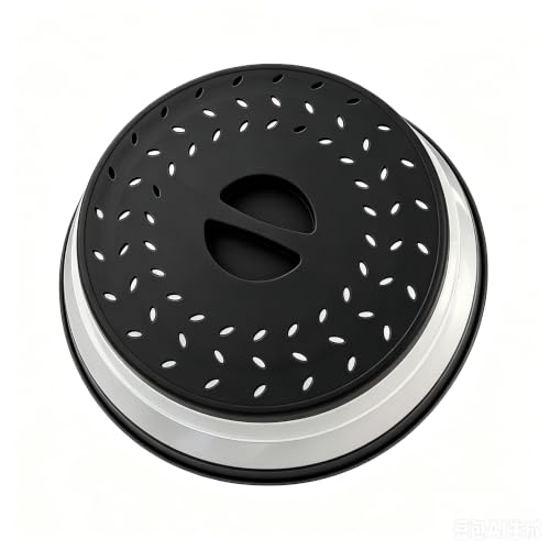Image of 8.5 IN Small Collapsible Microwave Splatter Cover | black, Microwave Plate Cover With Steam Vent