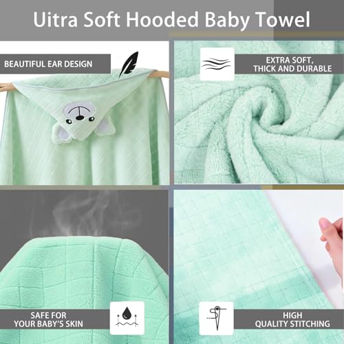 Image of Baby Hooded Towels,31 x 31 in Infant Super Soft Baby Bath Towels with Hood for Toddlers1-3,Highly Absorbent Viscose Hooded Towel for Boys, Girls, Newborn Essentials