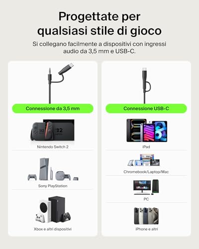 Belkin Gaming Inspire Cuffie USB-C con filo, Microfono a braccio regolabile, limite del volume di 85 dB, per Nintendo Switch 2, iPhone 16, Samsung Galaxy S25 e tablet, ideali per i viaggi, nero - Immagine 1