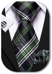 Barry.Wang Formal Men Ties,Silk Necktie Set with Handkerchief Cufflink Wedding Business