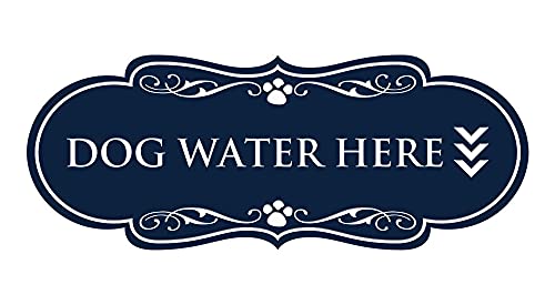 Designer Paws, Dog Water Here Sign (Navy Blue/White) - Large