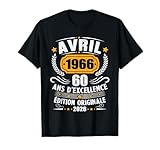 Vintage Avril 1966 Cadeau Anniversaire 60 Ans Hommes Femmes T Shirt